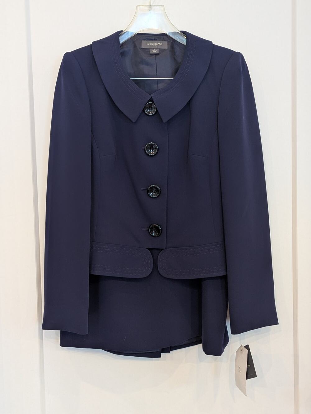NWT Liz Claiborne 2 Pc Pencil Skirt Blazer Suit Sz 6 Ink Blue Navy City Sleek